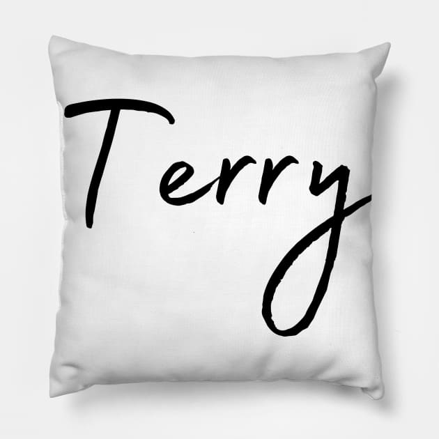 Terry Name Calligraphy Pillow by Word Minimalism