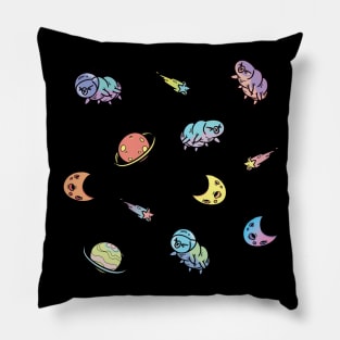 Cute Tardigrade Doodle in Space Pillow