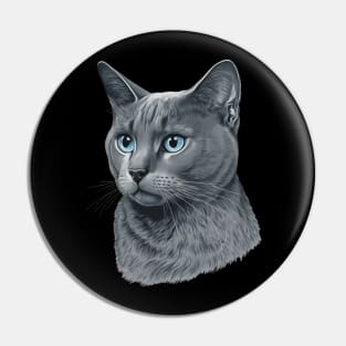 Gorgeous Gray Cat with Stunning Blue Eyes Pin