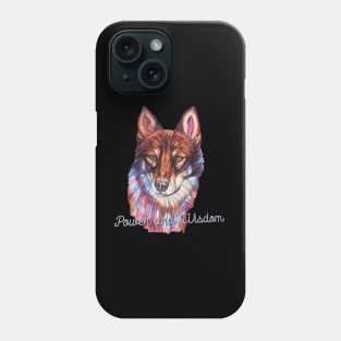 Power and Wisdom, Colorful Wolf Face Phone Case