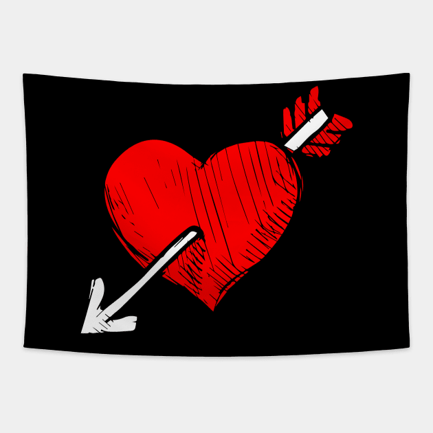 Heart Arrow Love Couple Tapestry by Shirtbubble