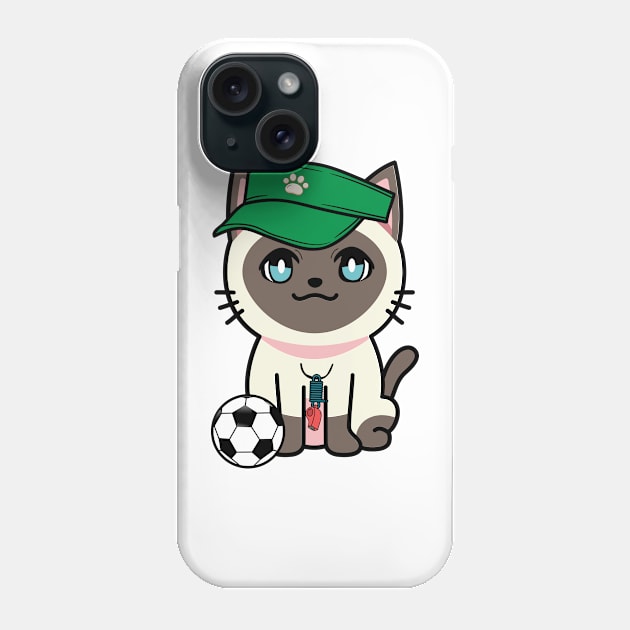 Funny siamese cat is a soccer coach Phone Case by Pet Station