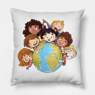 Niños con planeta Tierra Pillow