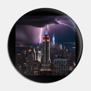 Iconic World Landmarks During A Thunderstorm : The Empire State Building New York Pin