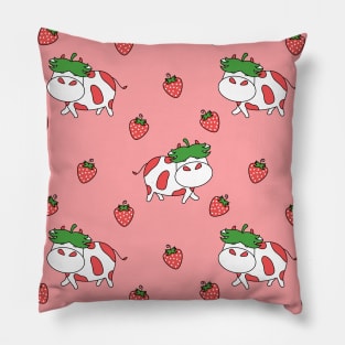 Strawberry Cow and Strawberries Pillow