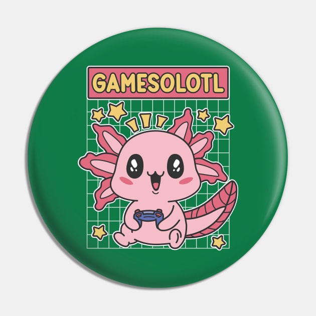 Gamesolotl Kawaii Baby Axolotl Playing Video Games Pin by Cuteness Klub