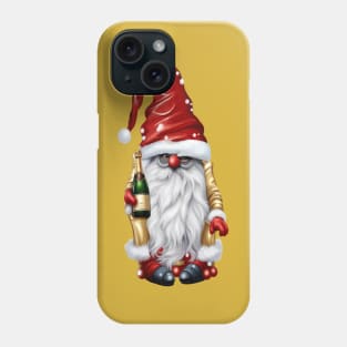 Happy New Year Nisse Gnome Gonk Holding A Bottle Of Wine Phone Case