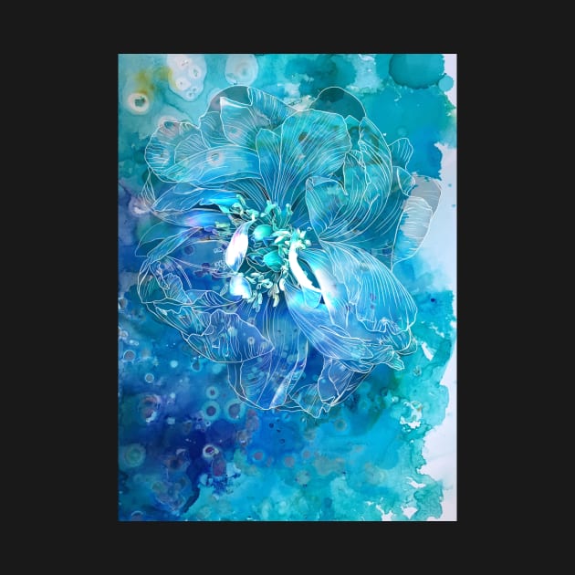 Light blue Peony Flower by JessKingArtist