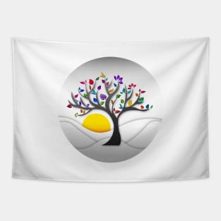 Modern and Colorful Tree Art Structure Tapestry