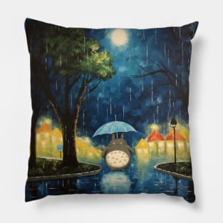 TotorGogh "Neighborhood Forest Terrace at Night" Pillow