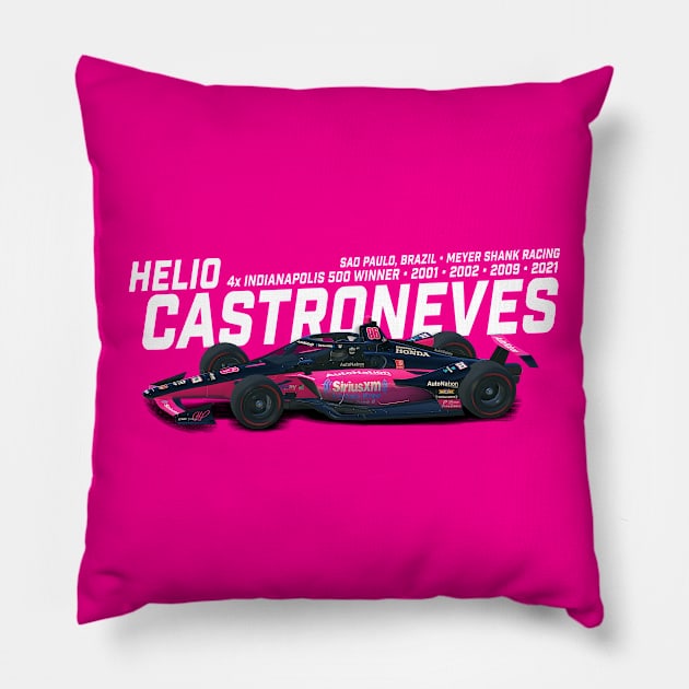 Helio Castroneves 2021 Indy Winner (white) Pillow by Sway Bar Designs