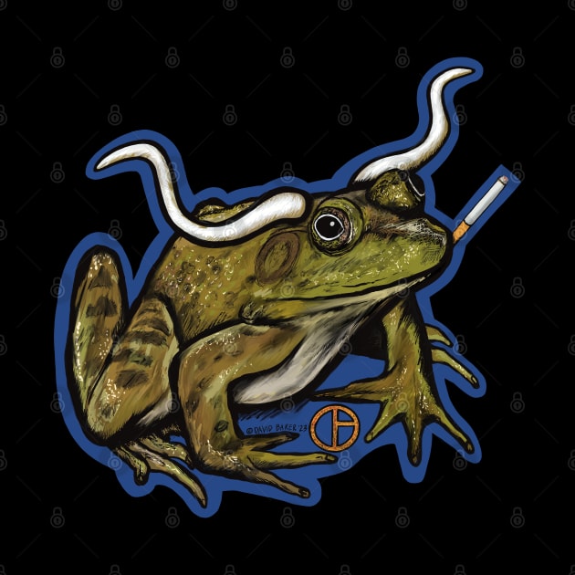 Longhorn Bullfrog by Art from the Blue Room