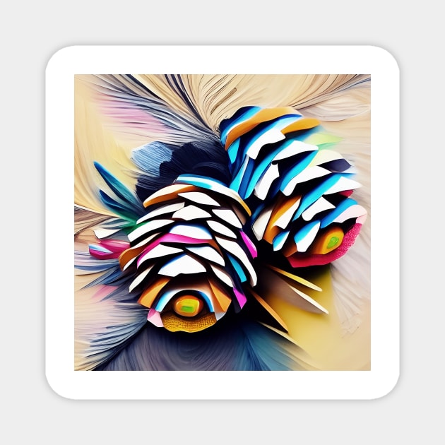 Colorful Pine Cone Abstract Magnet by DANAROPER