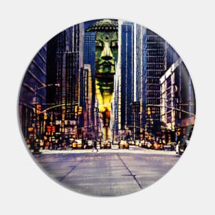 Buddha over New York streets Pin