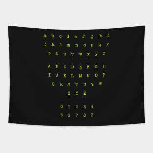 Lemon Green Typewriter Letters and Numbers Tapestry