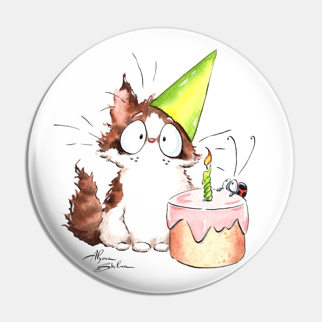 Birthday Cat Pin by Alyona Shilina