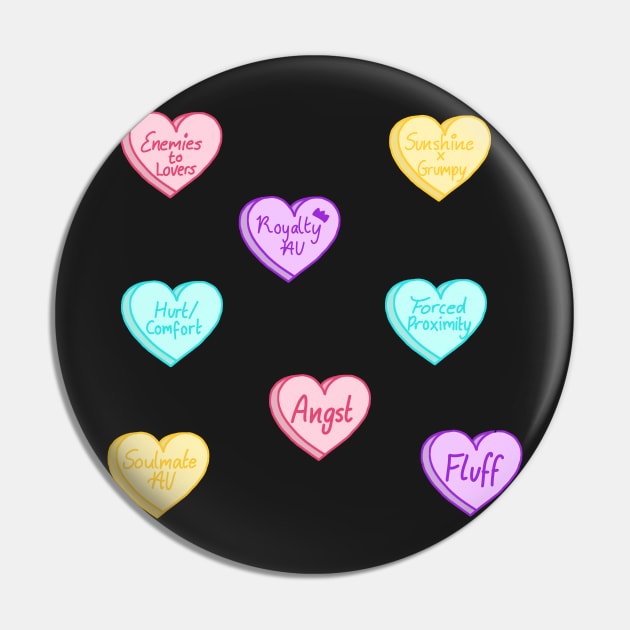 Fanfiction Trope Loveheart Stickers Pin by TheHermitCrab