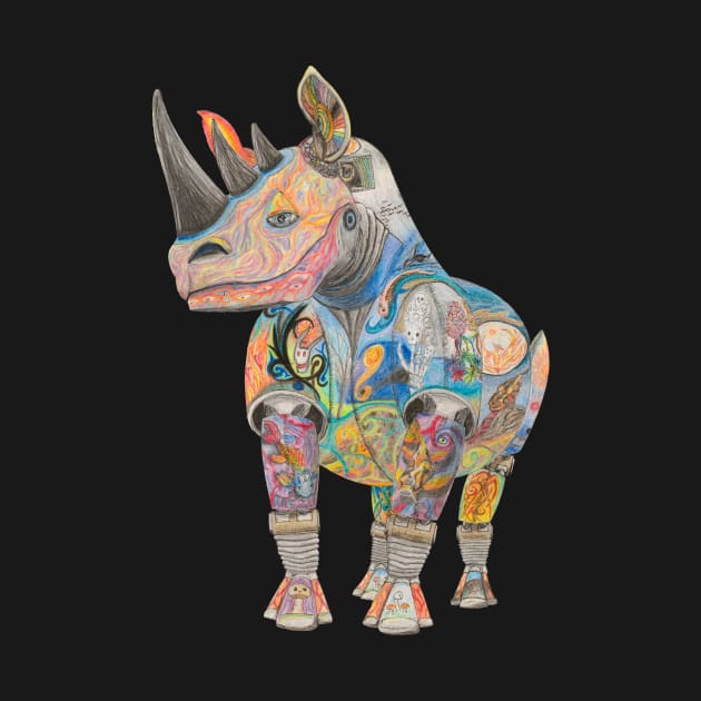 Crash of Rhinos Mechanical Rhino Psychedelic Phoenix by AJ Leibengeist