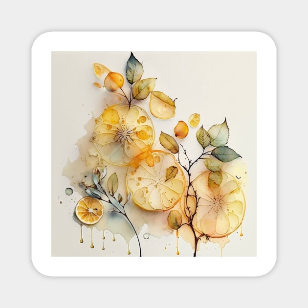 Fresh Summer Fruit Lemons Magnet by Moon Art