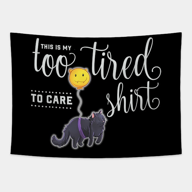 Too Tired to Care Cute Cat Tapestry by Wanderer Bat