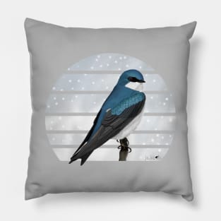 Tree Swallow Bird Illustration Pillow