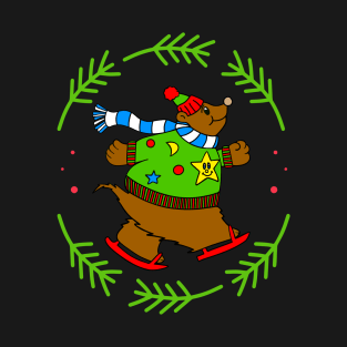 BEAR Lover Ice Skater Merry Christmas Cute Bear T-Shirt