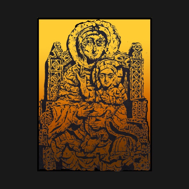 MADONNA AND CHILD DRAWING STONE SCULPTURE by Larry Butterworth