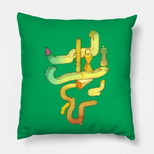 Building Blocks Green and Yellow Pillow