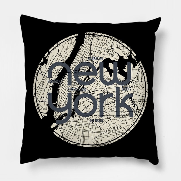 New york New york city Nyc with textured lettering city map- brooklyn,staten island,manhattan,queens,bronx Pillow by Frispa