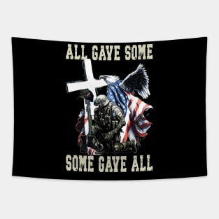 All Gave Some Some Gave All US Flag Soldier Memorial Day Tapestry