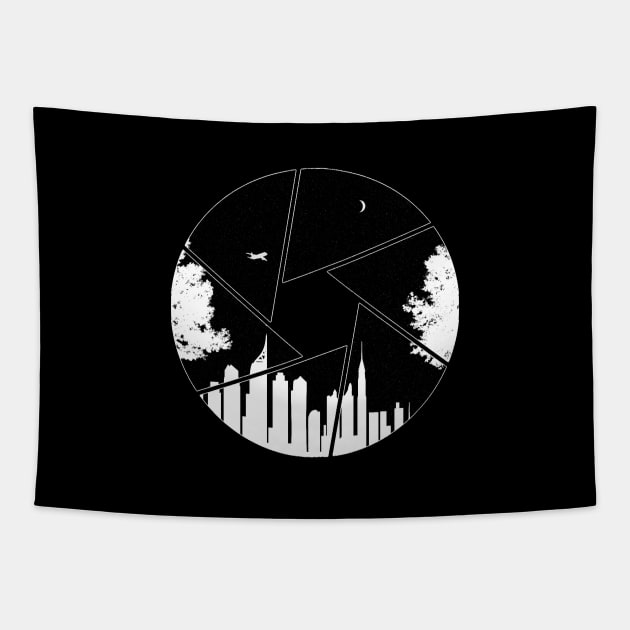 Shutter city view Tapestry by gegogneto