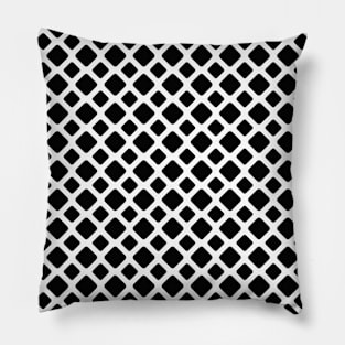 Black And White Diagonal Square Grid Pattern Pillow