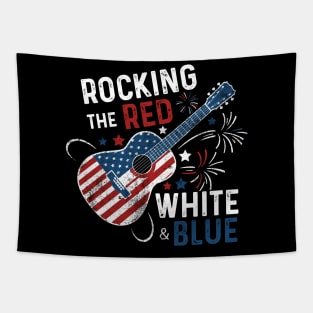Rocking The Red White And Blue 4th Of July Guitar Music Independence Day Tapestry