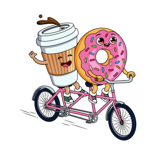 Donut and Coffee: Best Friends on a Tandem Bike T-Shirt