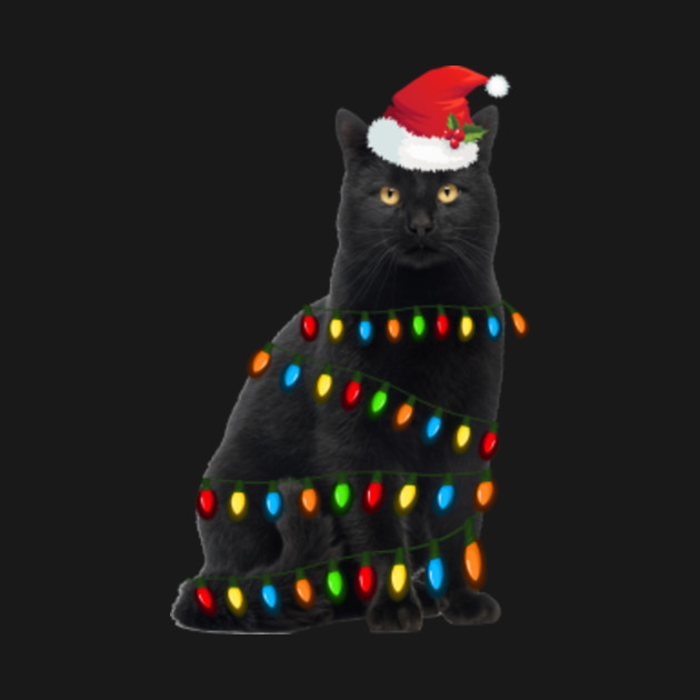 Black Cat Christmas Light Funny Cat Lover Christmas Gift Black