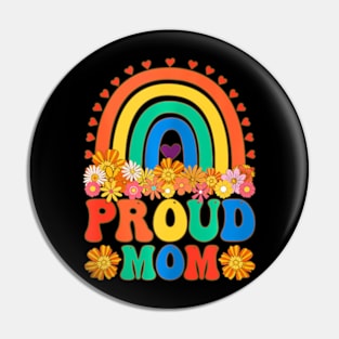 Proud Mom Groovy LGBTQ Mom Pin