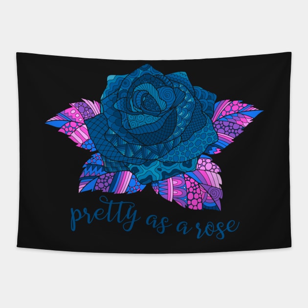 Pretty as a Rose - Blue Tapestry by AlondraHanley