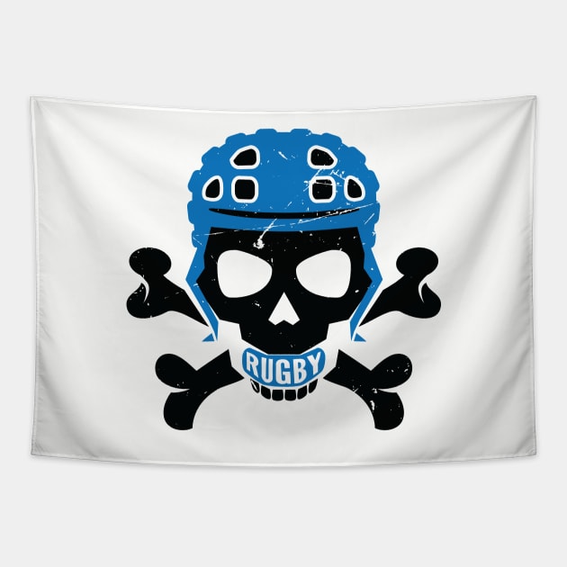 Rugby Fan Pirate Headgear Skull Tapestry by atomguy