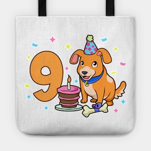 I am 9 with dog - kids birthday 9 years old Tote