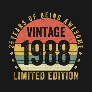 35 Years of Being Awesome 1988 LIMITED EDITION 35 Year Old Gift Vintage 1988 35th Birthday Gift T-Shirt