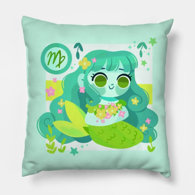 Virgo Mermaid Pillow by Lobomaravilha