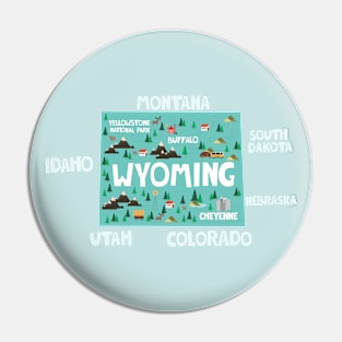 Wyoming Illustrated Map Pin