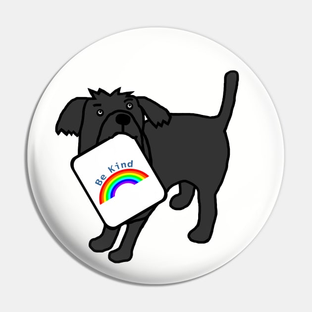 Cute Dog says Be Kind with Rainbow Pin by ellenhenryart