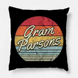 Gram Parsons Retro 70s Style Sunset Pillow