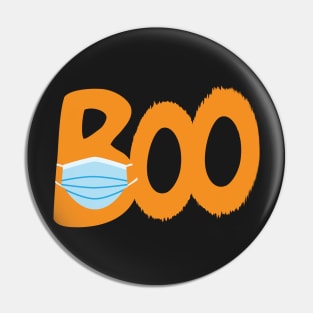 BOO - Orange text and Blue surgical mask Pin