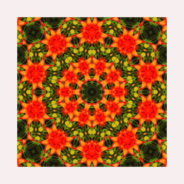 Mandala Kaleidoscope in Shades of Red and Green by Crystal Butterfly Creations