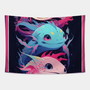 Cute Axolotl Anime Art Design | Cute Animals | Axolotl Hentaii Chibi Kawaii Design Tapestry