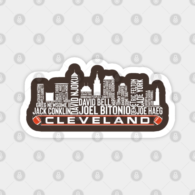 Cleveland Football Team 23 Player Roster, Cleveland City Skyline Magnet by Legend Skyline