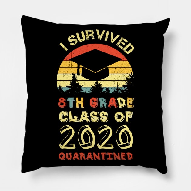 I Survived 8th Grade Funny Quarantine Graduation Pillow by Felix Rivera