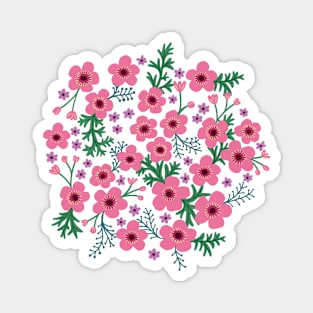 Buttercup garden in pink and cream Magnet